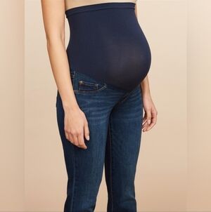 Indigo Blue XL Maternity Tummy Control Jeans Dark Dye Nwot